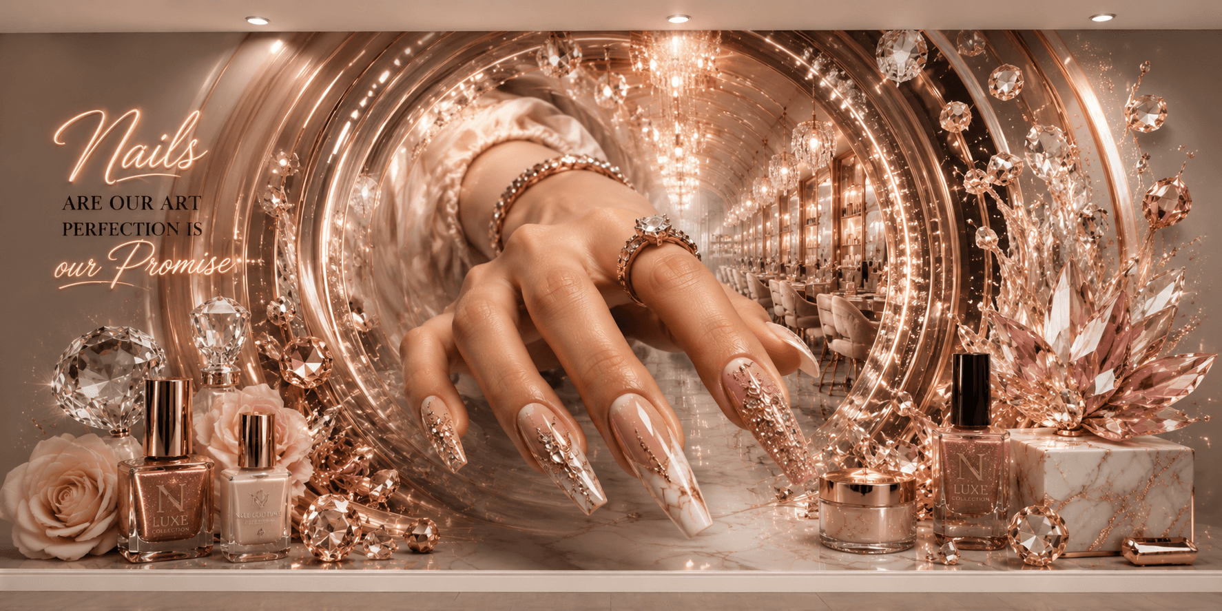 Luxury nail salon with glamorous interior design
