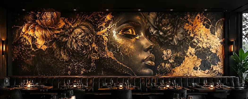 Restaurant Feature Wall — digital wall mural design concept, not a completed installation