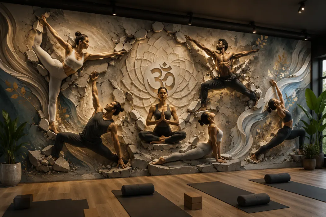 Yoga Studio Mural — digital wall mural design concept, not a completed installation